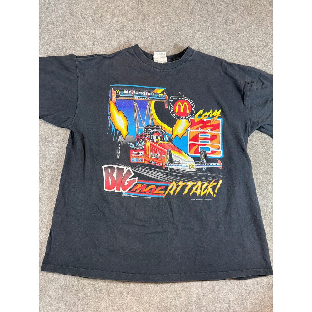 Vintage 90s McDonald's Big Mac Attack Shirt Mens Large Black Cory McClenathan